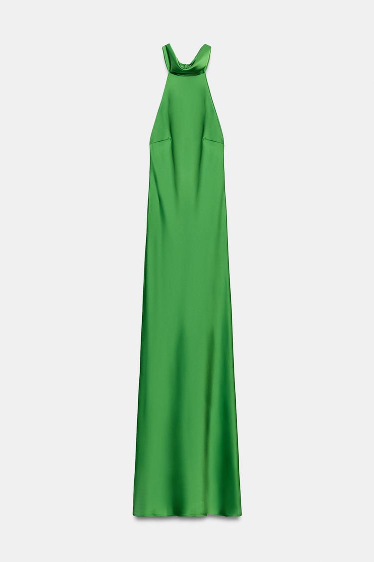 ROBE LONGUE SATINÉE À NŒUD