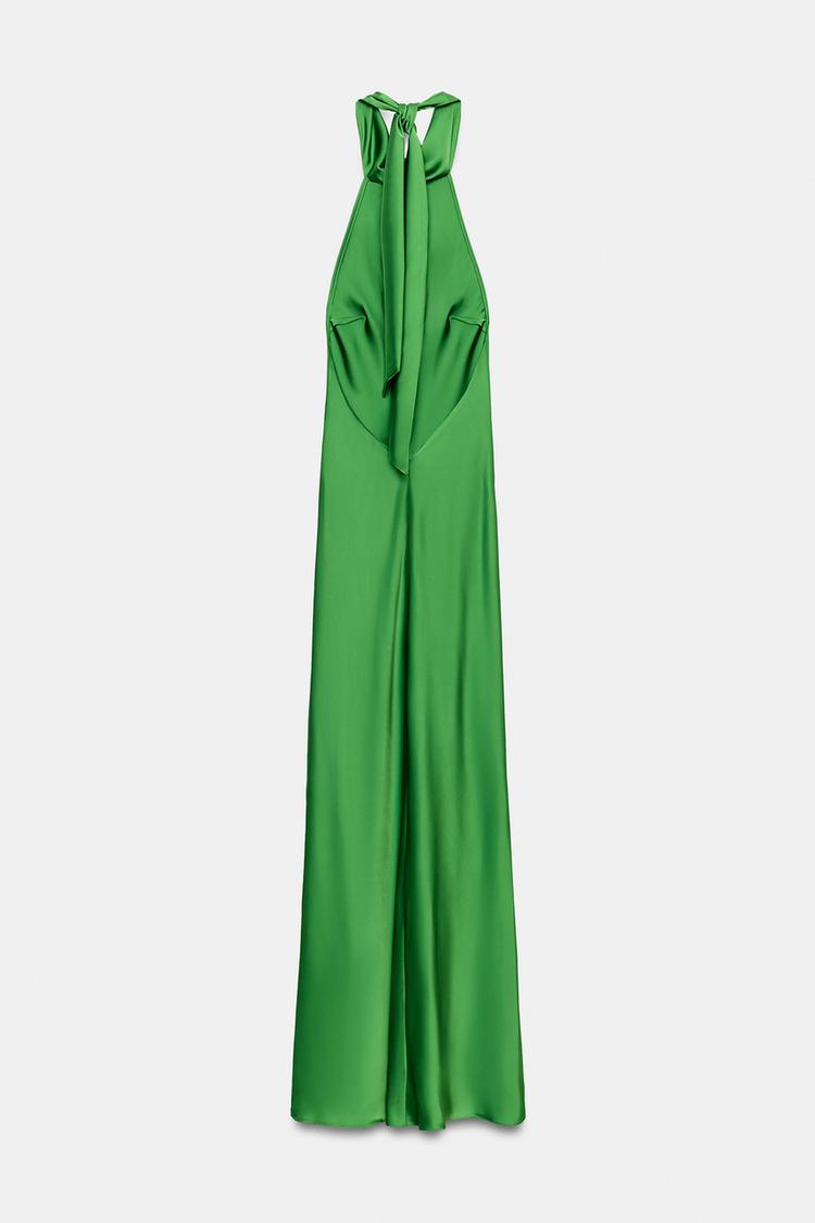 ROBE LONGUE SATINÉE À NŒUD
