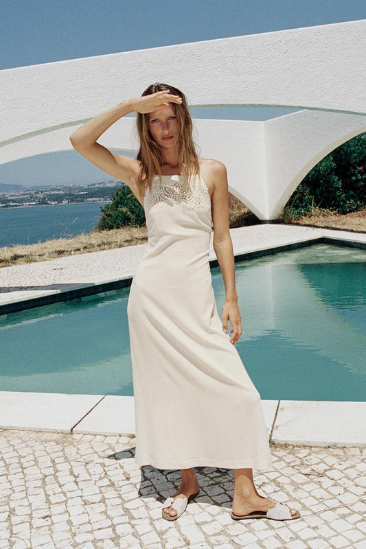 ROBE MIDI BIMATIÈRE EN LIN