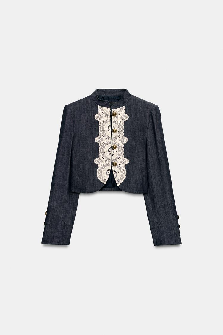 VESTE COURTE BIMATIÈRE EN DENTELLE