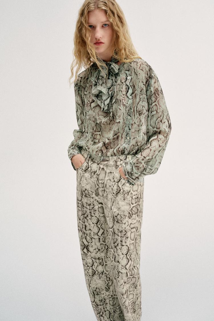 JEAN Z1975 DROIT TAILLE HAUTE LONG IMPRIMÉ ANIMAL
