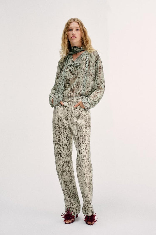 JEAN Z1975 DROIT TAILLE HAUTE LONG IMPRIMÉ ANIMAL