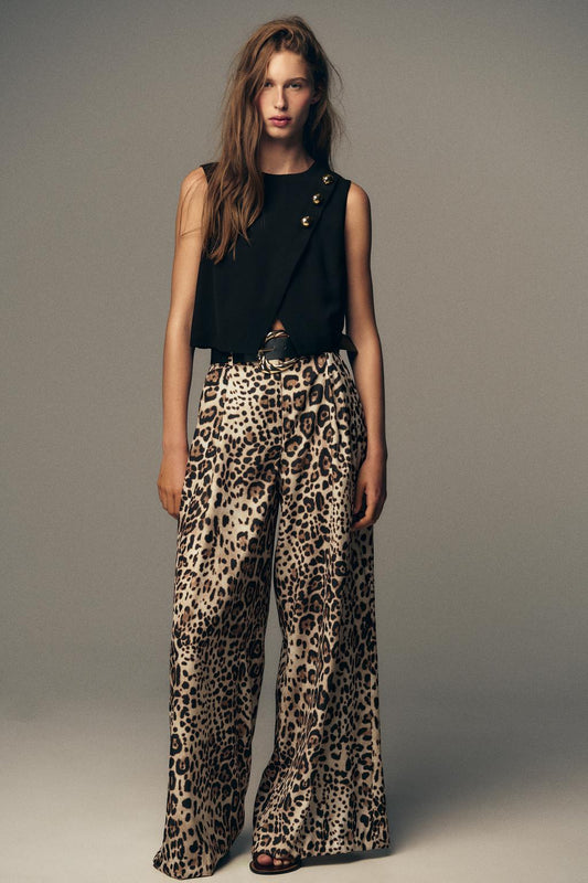 PANTALON LARGE SATINÉ SANS CEINTURE