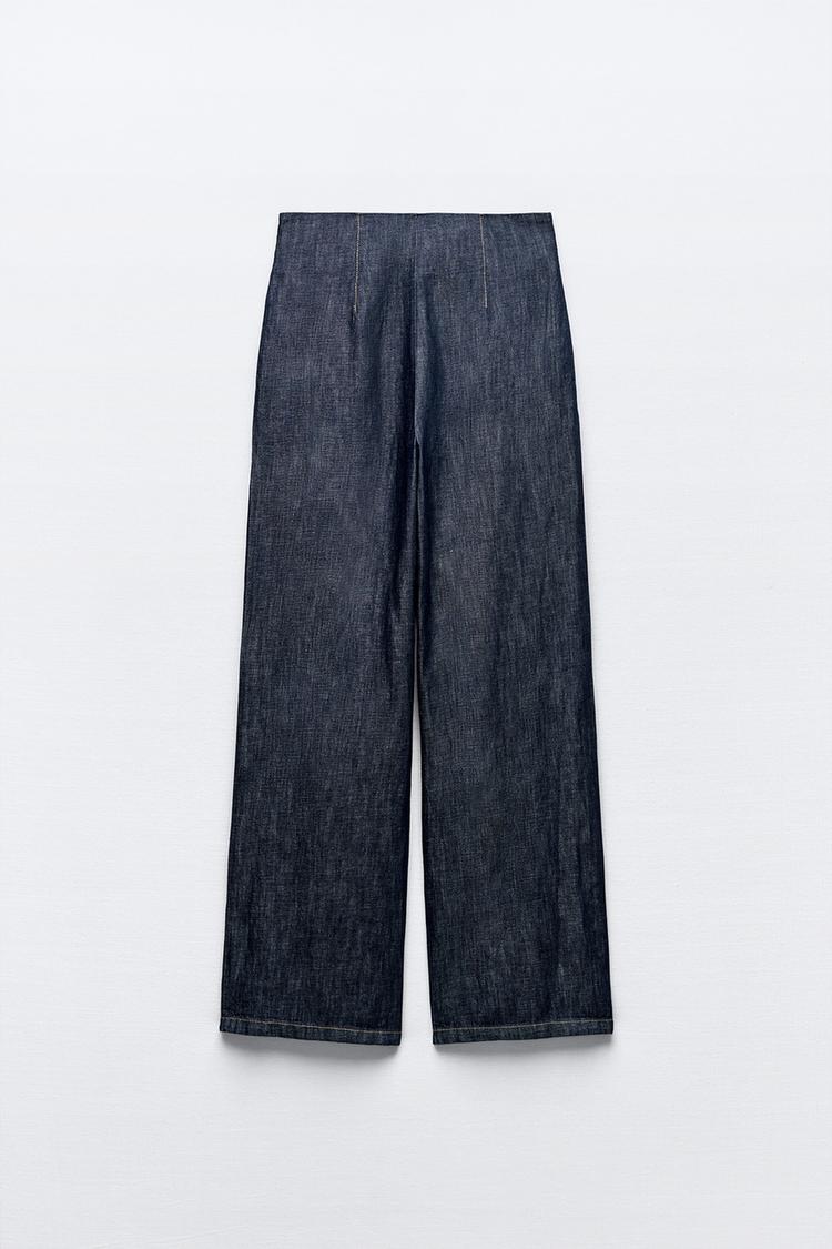 PANTALON EFFET DENIM WIDE LEG AVEC LIN