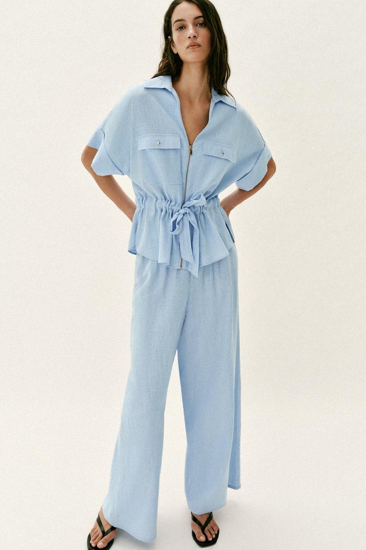 PANTALON LARGE AVEC LIN