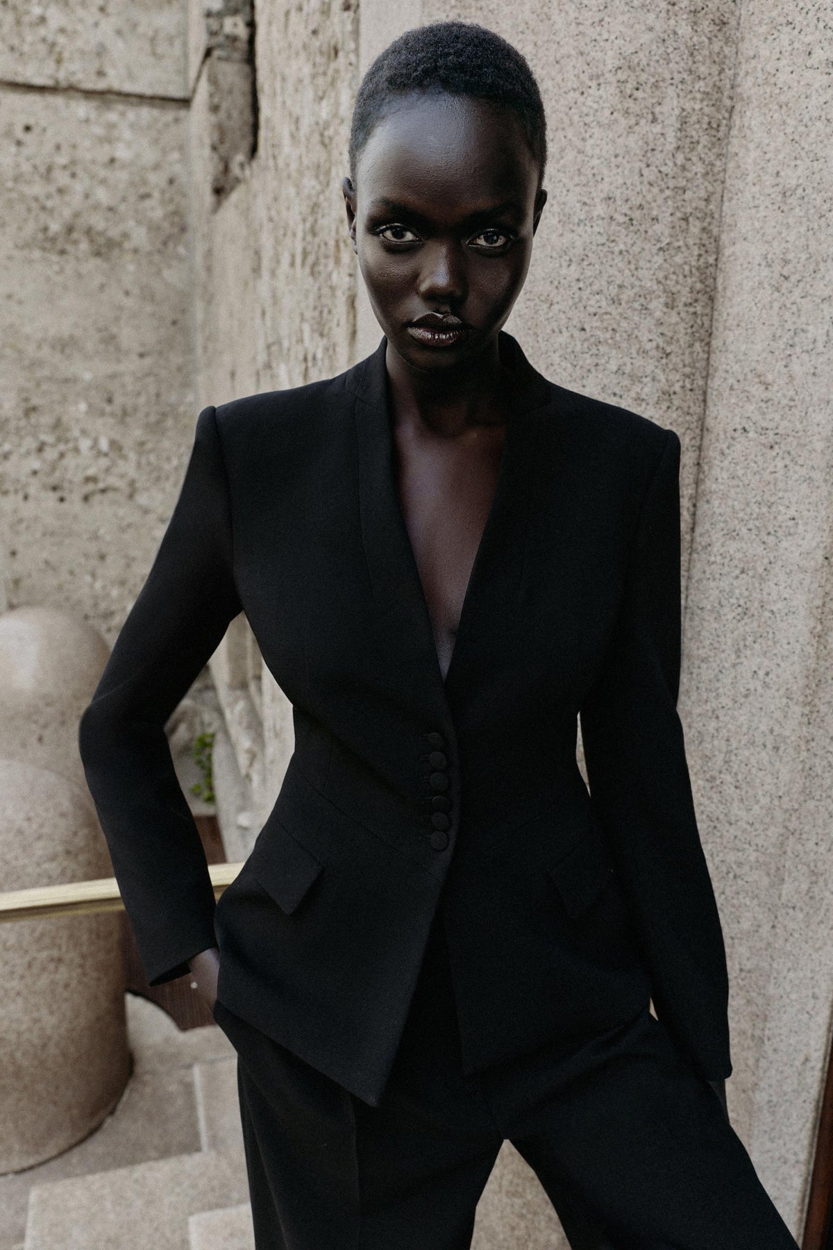 ENSEMBLE VESTE AJUSTÉE PEPLUM | PANTALON DROIT TAILLE HAUTE