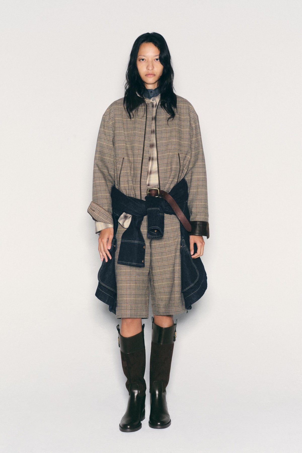 VESTE BOMBER COMBINÉE PIED-DE-POULE