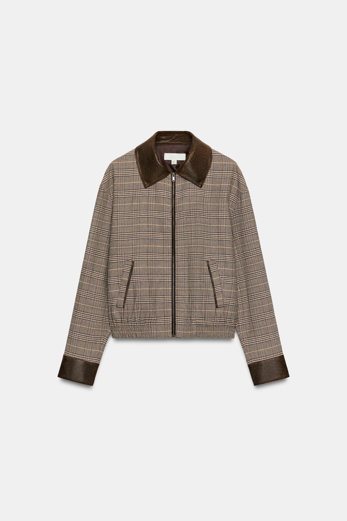 VESTE BOMBER COMBINÉE PIED-DE-POULE