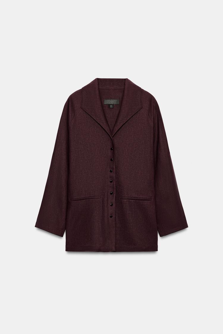 VESTE EN LIN AVEC PLI AU DOS