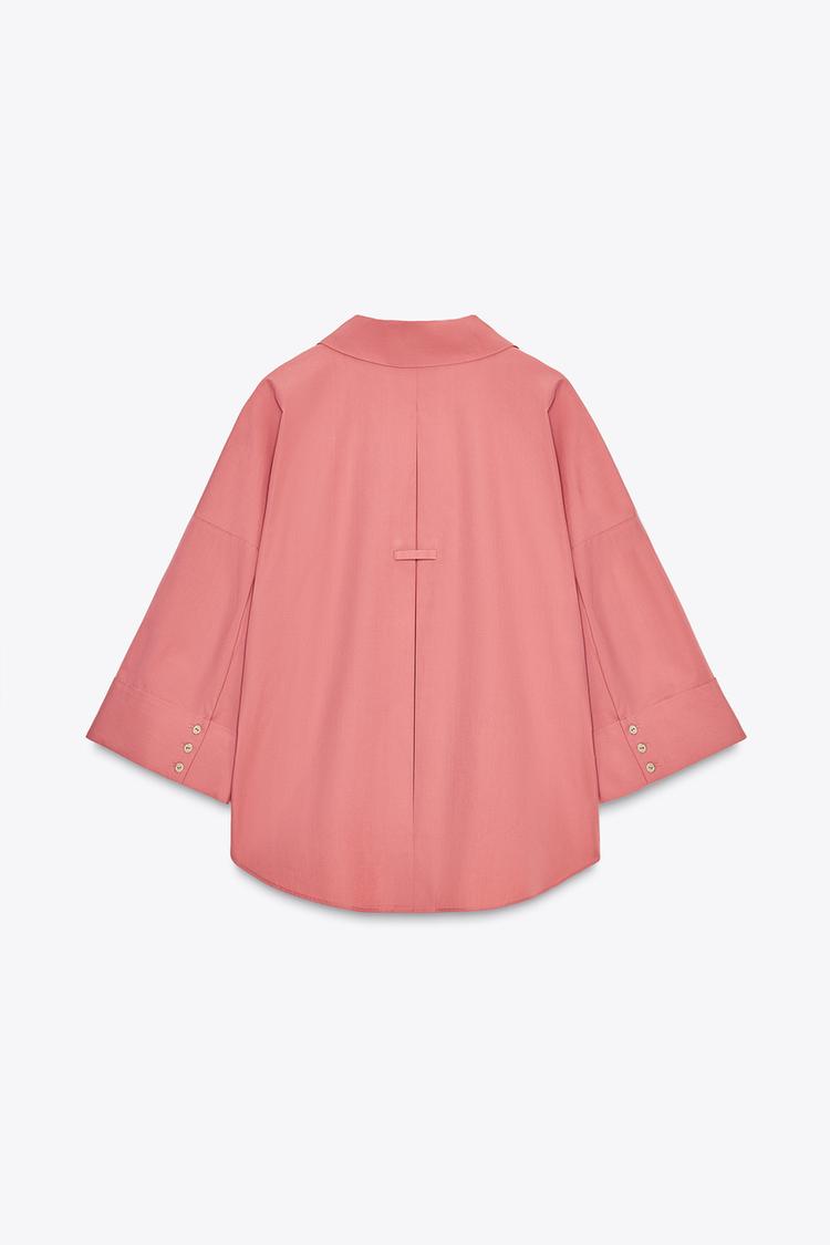 CHEMISE EN POPELINE AVEC MANCHES LARGES