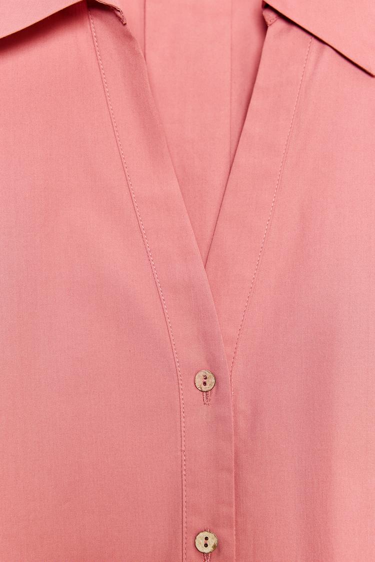 CHEMISE EN POPELINE AVEC MANCHES LARGES