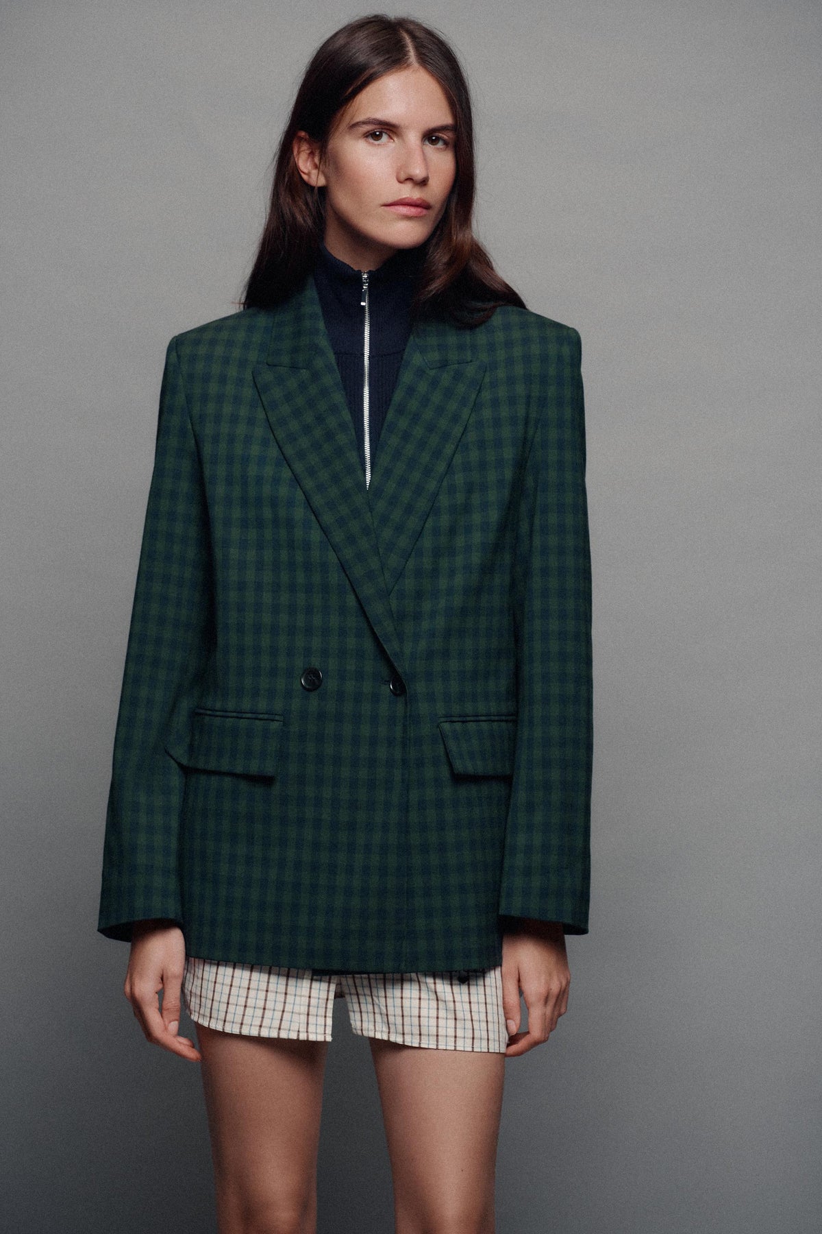 BLAZER CROISÉ À CARREAUX