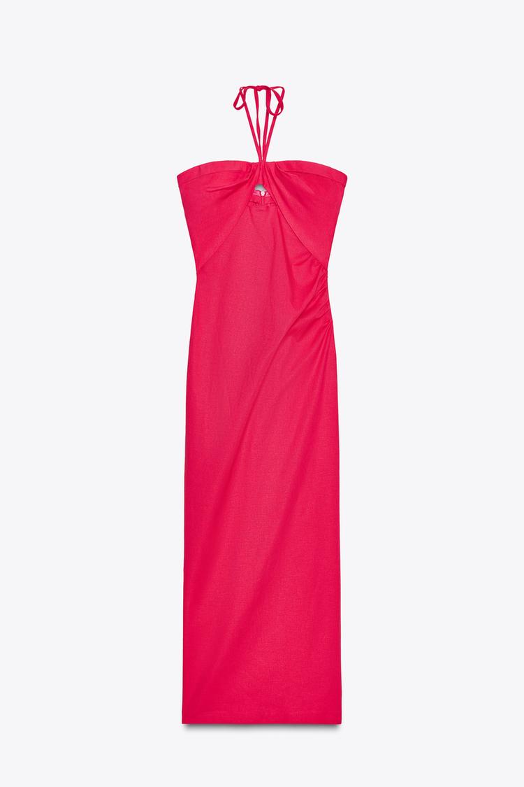 ROBE MIDI AJOURÉE AVEC LIN