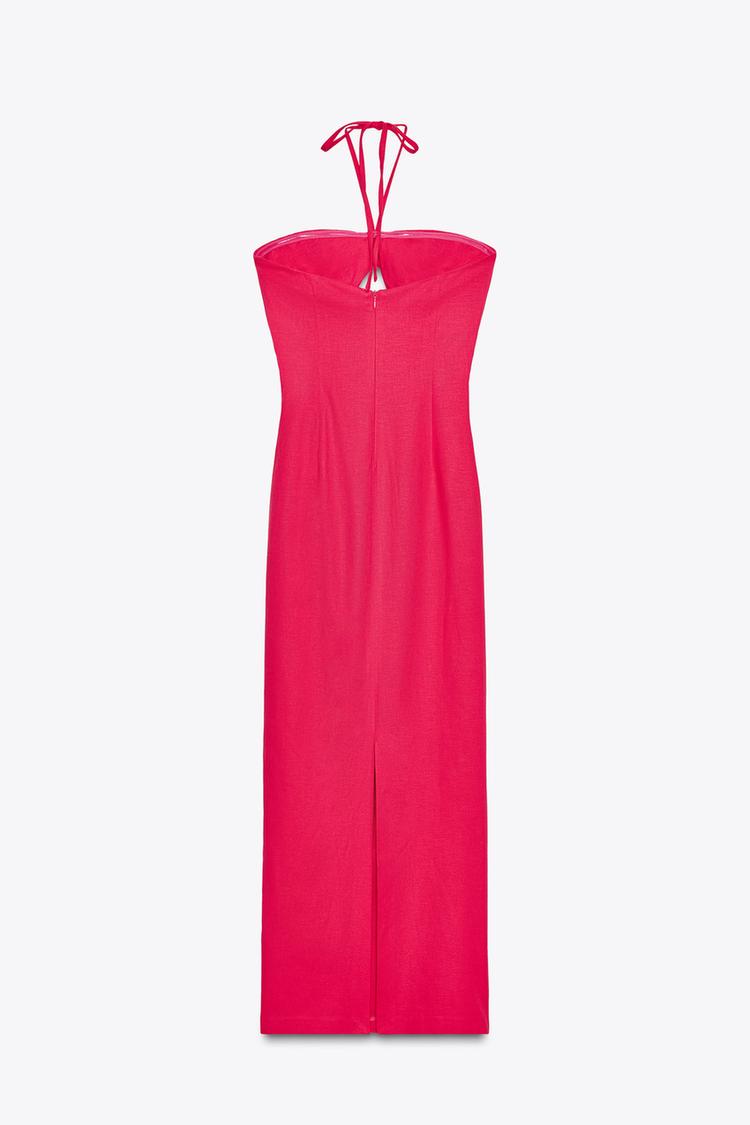 ROBE MIDI AJOURÉE AVEC LIN