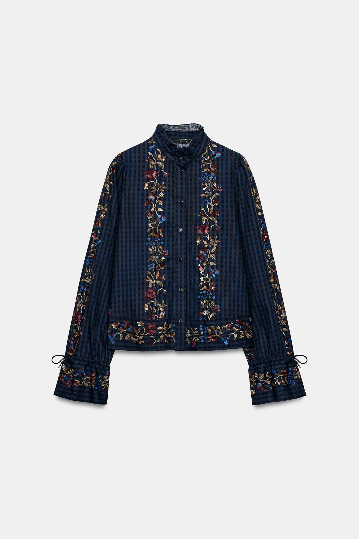 BLOUSE IMPRIMÉE À VOLANT SANS CORDONS AUX MANCHETTES