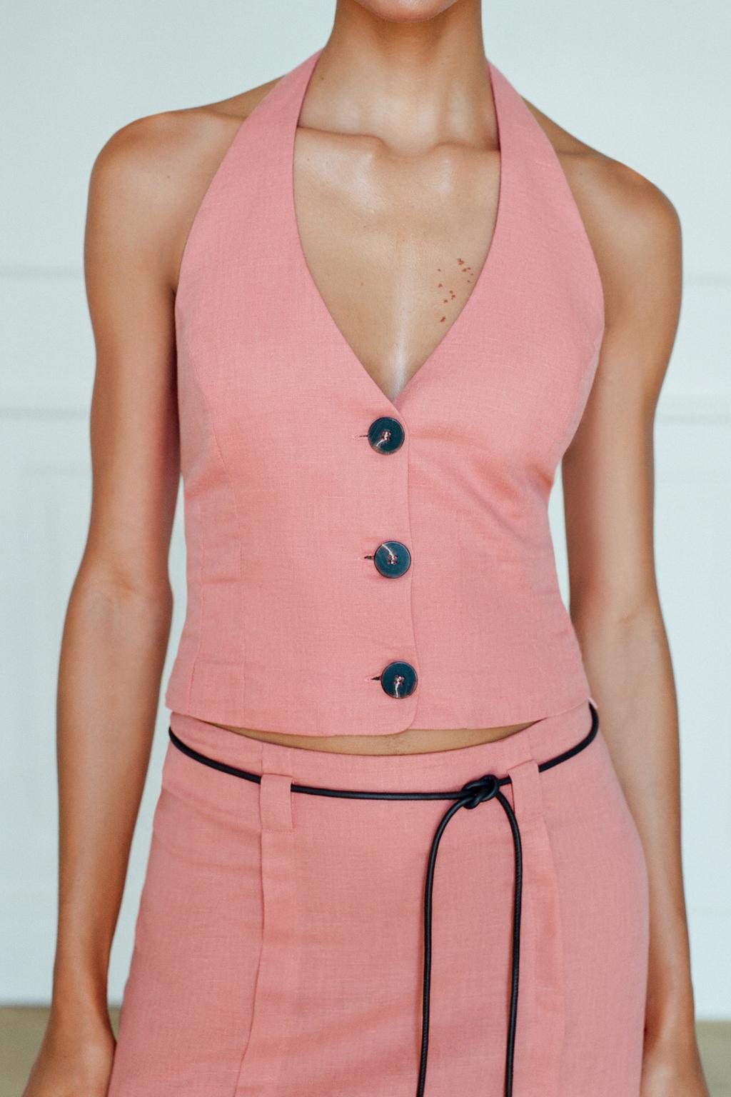JUPE MIDI CEINTURE AVEC LIN