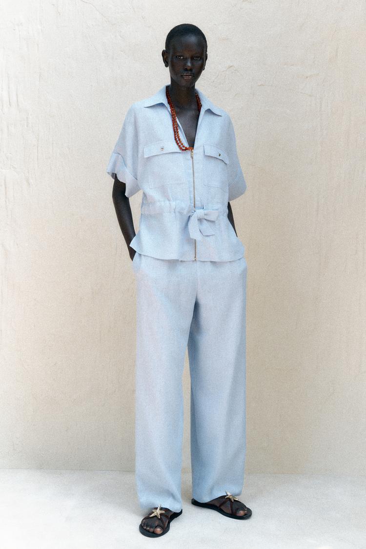 PANTALON LARGE AVEC LIN