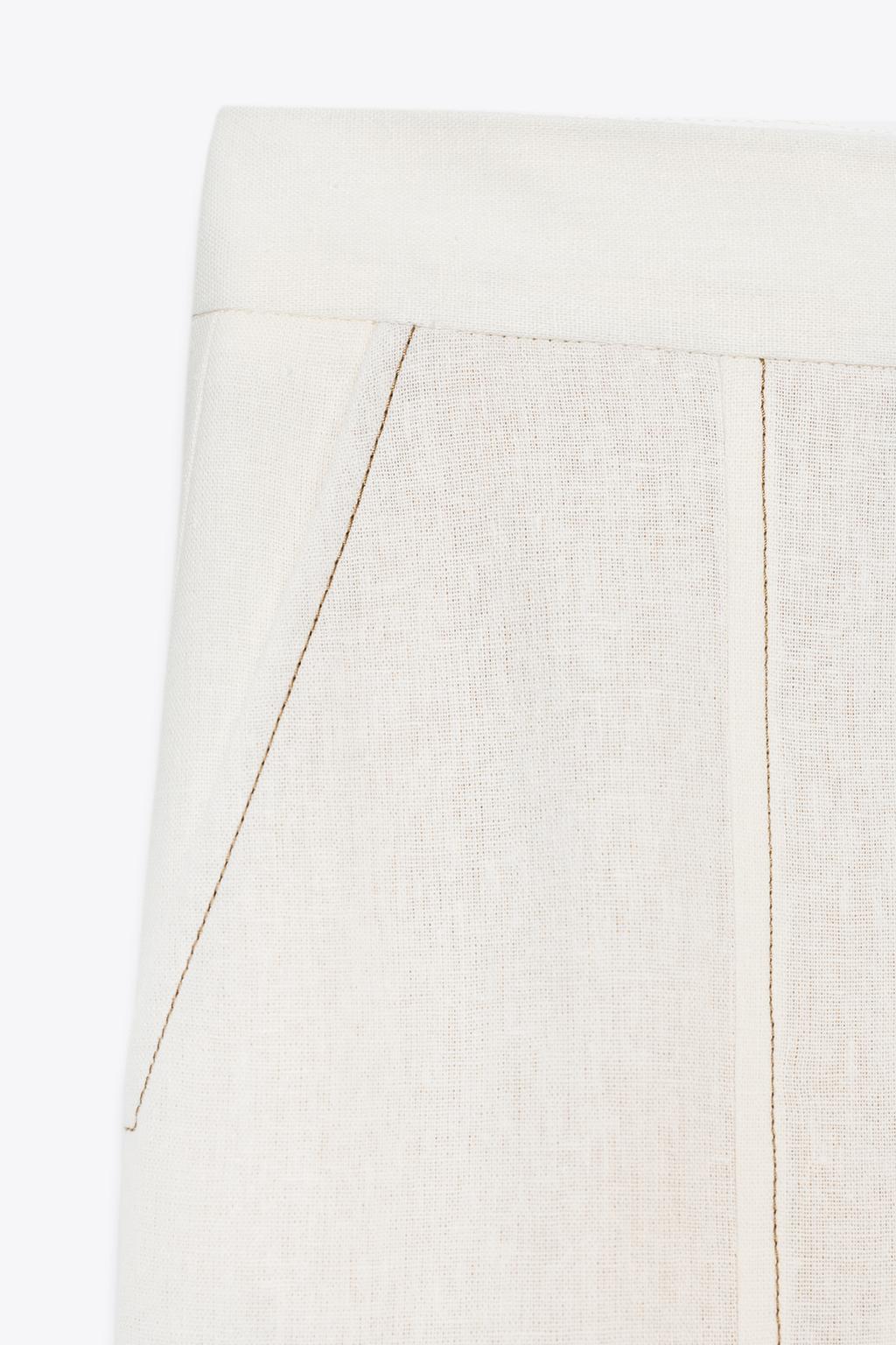 ENSEMBLE BLAZER MANCHES COURTES AVEC LIN | PANTALON DROIT AVEC LIN SURPIQÛRES CONTRASTE