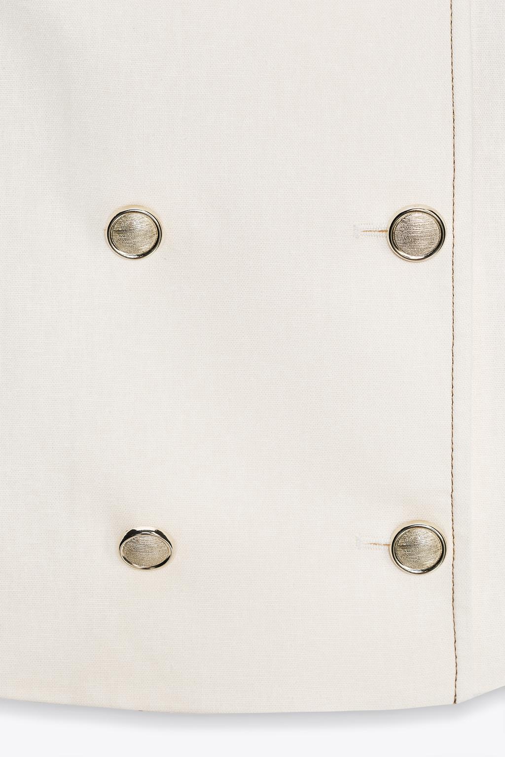 ENSEMBLE BLAZER MANCHES COURTES AVEC LIN | PANTALON DROIT AVEC LIN SURPIQÛRES CONTRASTE