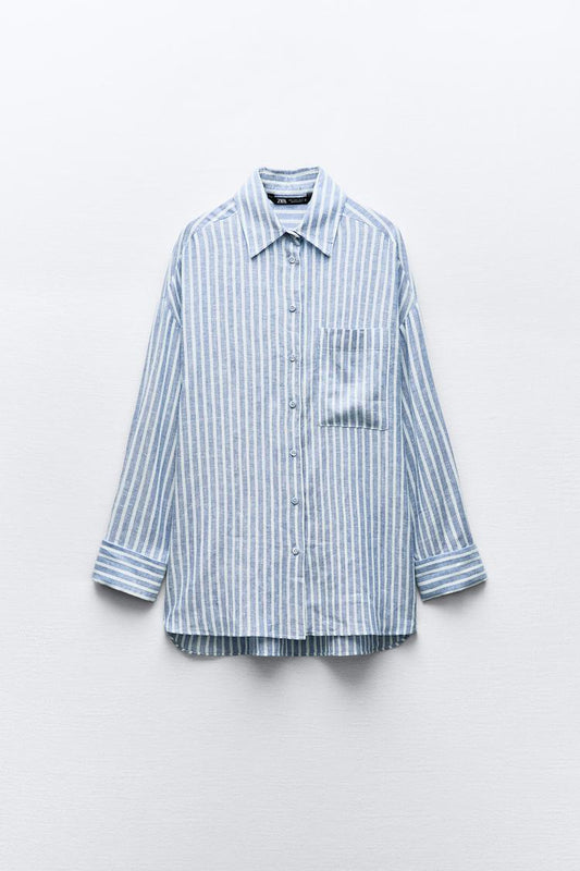 CHEMISE À RAYURES OVERSIZED EN LIN