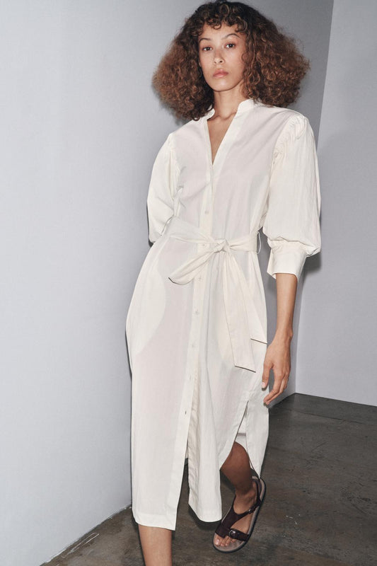 ROBE CHEMISE À MANCHES BOUFFANTES ZW COLLECTION