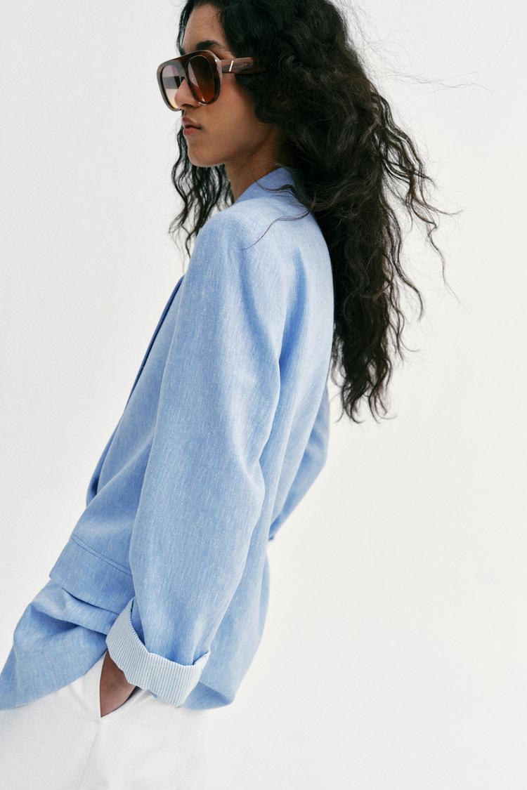 VESTE AVEC LIN À MANCHES RETROUSSÉES
