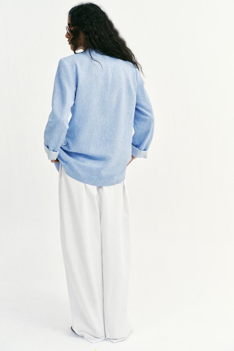 VESTE AVEC LIN À MANCHES RETROUSSÉES