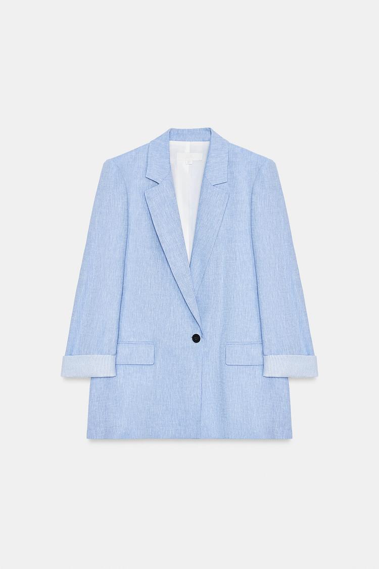 VESTE AVEC LIN À MANCHES RETROUSSÉES