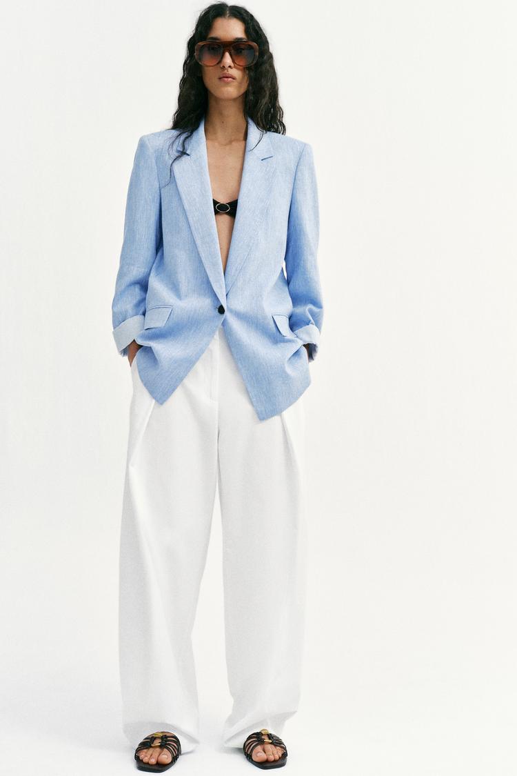 VESTE AVEC LIN À MANCHES RETROUSSÉES