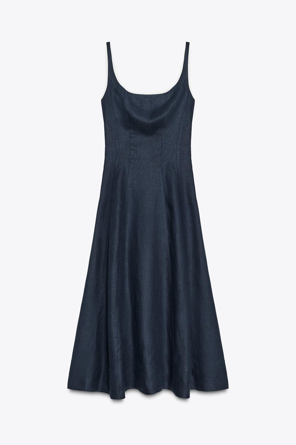 ROBE MIDI LIN LISERÉS CONTRASTE