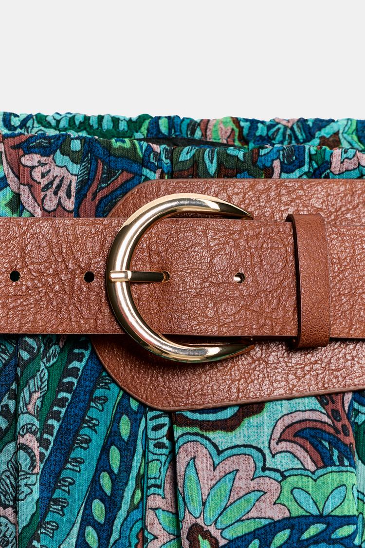 ENSEMBLE TOP IMPRIMÉ À NŒUD | JUPE IMPRIMÉE À CEINTURE