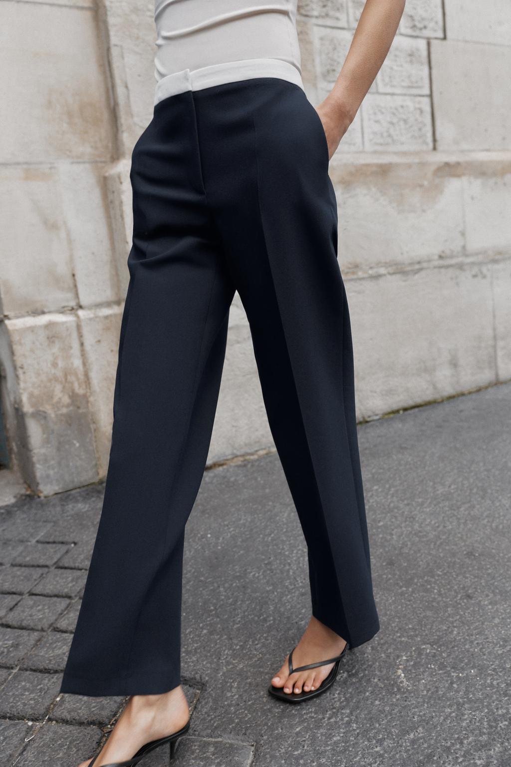 PANTALON DROIT TAILLE CONTRASTÉE