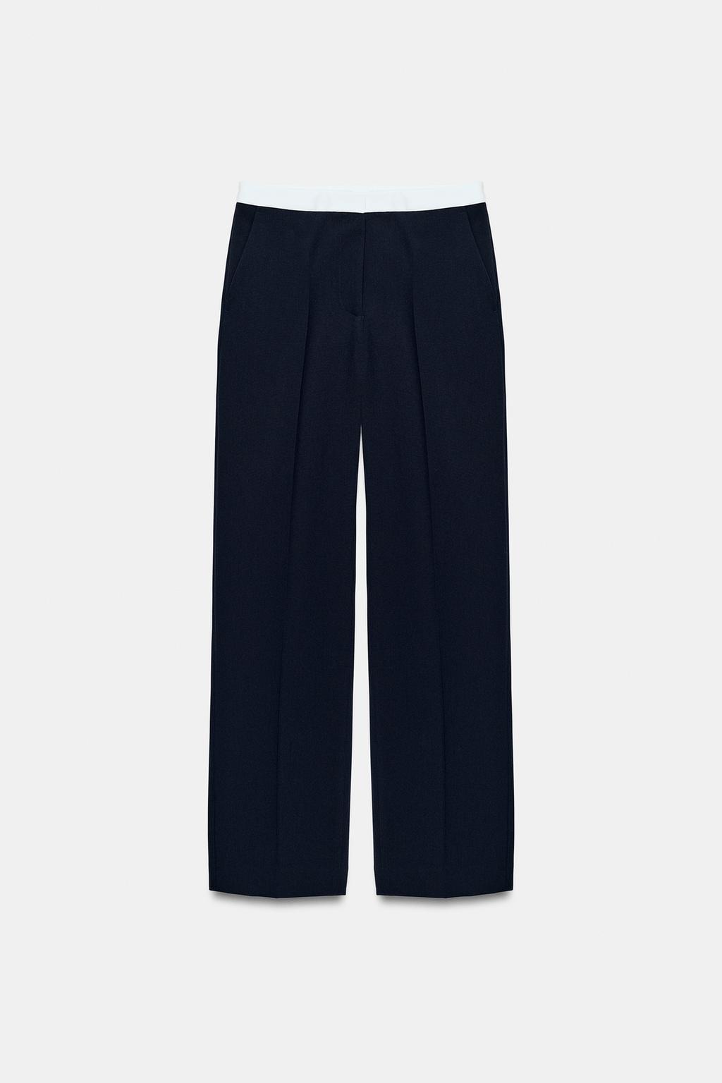 PANTALON DROIT TAILLE CONTRASTÉE