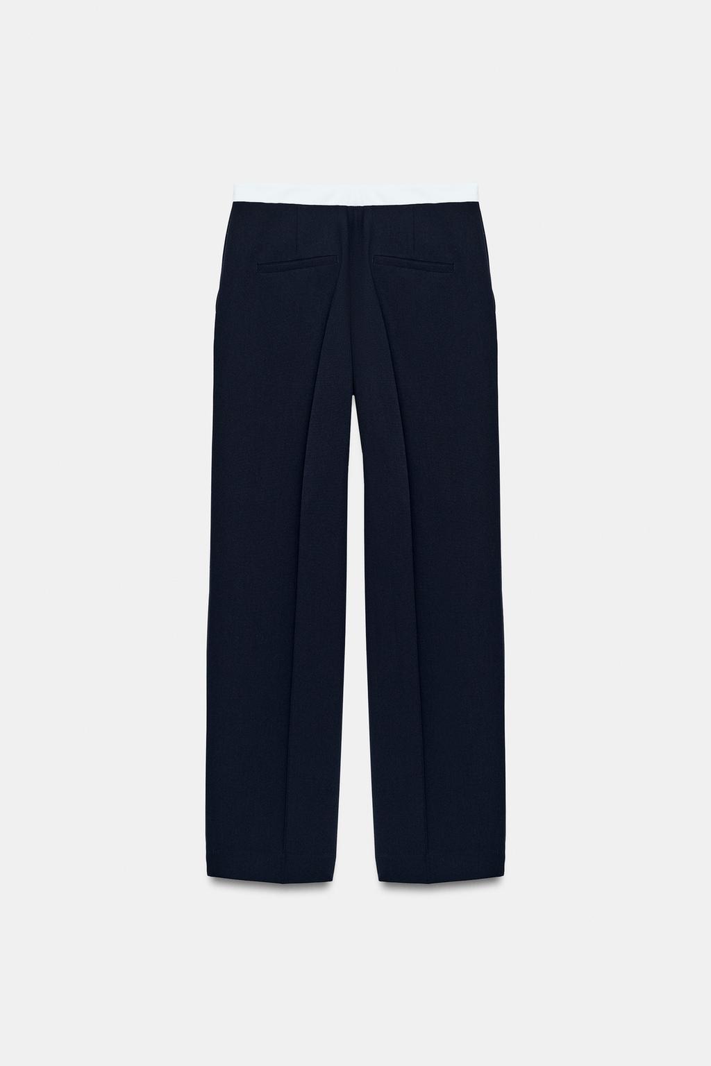 PANTALON DROIT TAILLE CONTRASTÉE