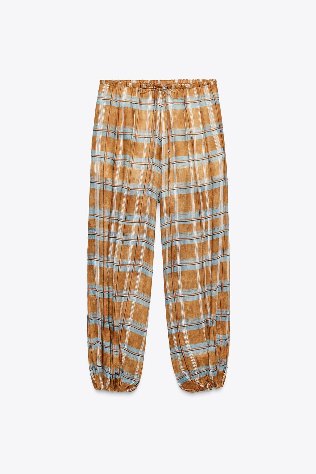 PANTALON BOUFFANT À CARREAUX EN RAMIE ZW COLLECTION