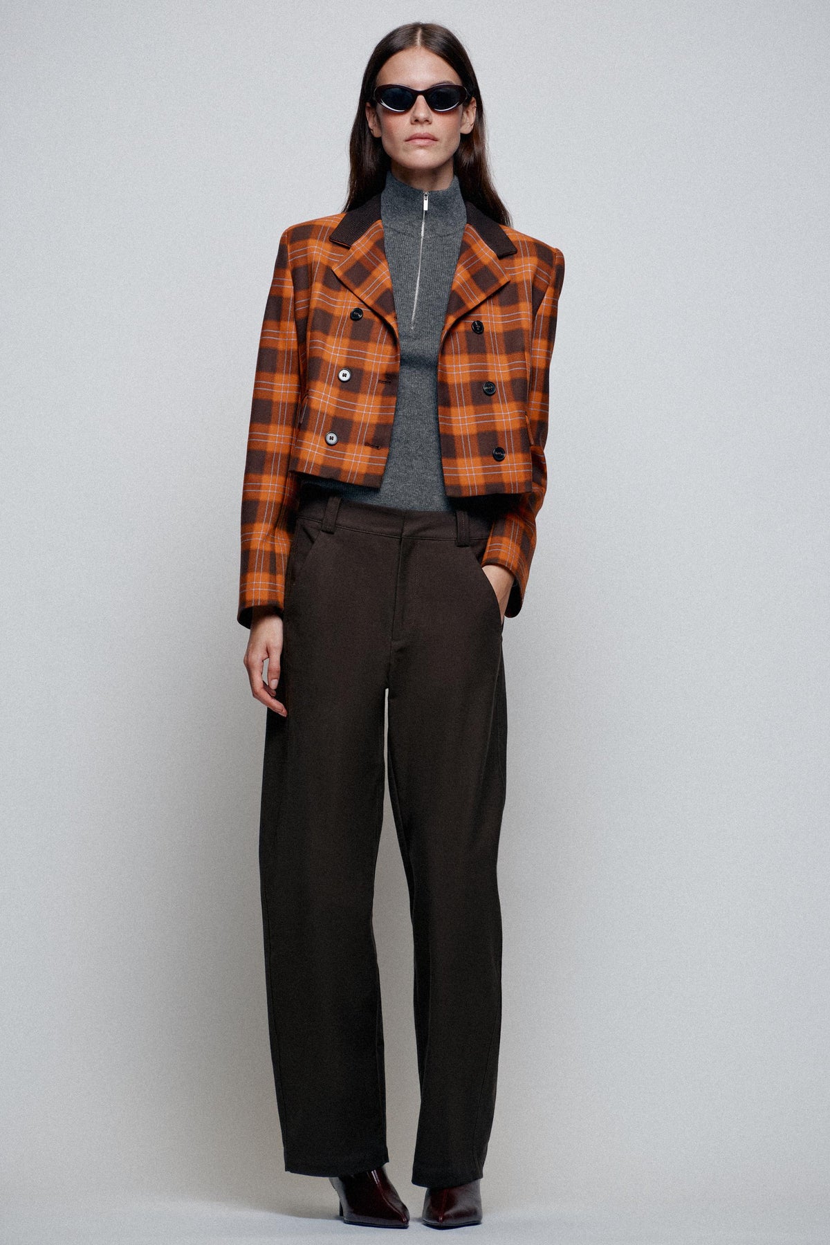 VESTE COURTE À CARREAUX
