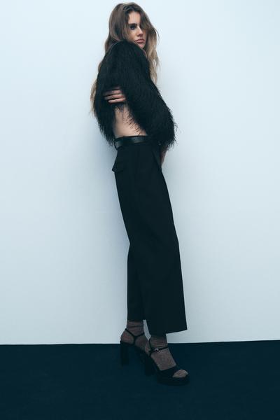 PANTALON À PLIS SANS CEINTURE