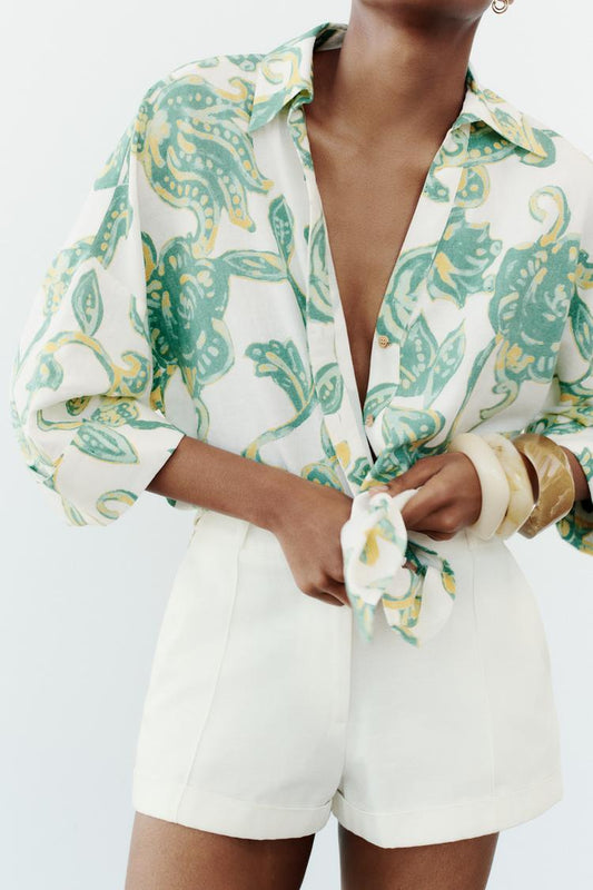 CHEMISE IMPRIMÉE AVEC LIN