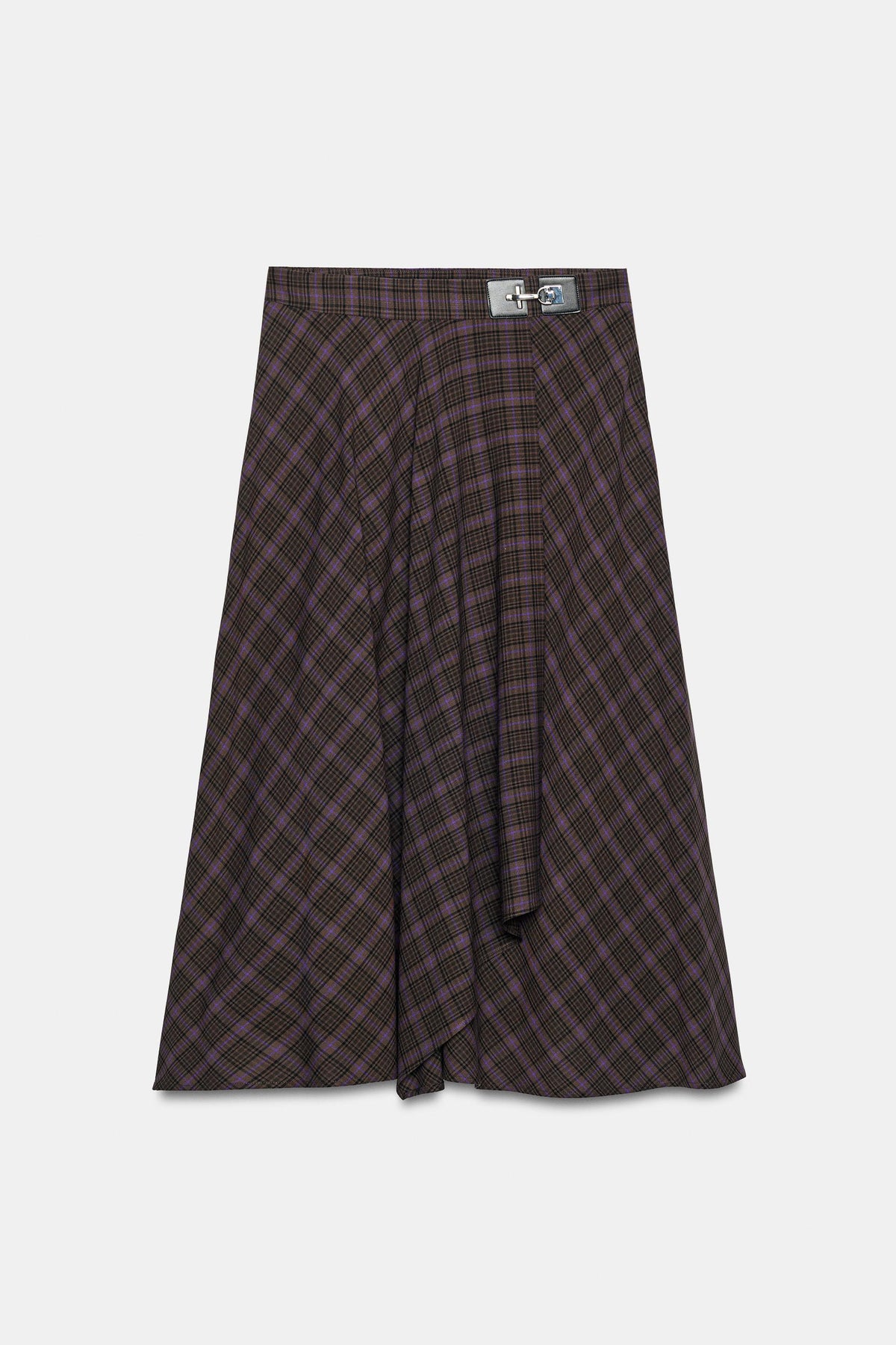 JUPE MIDI CARREAUX GARNITURE