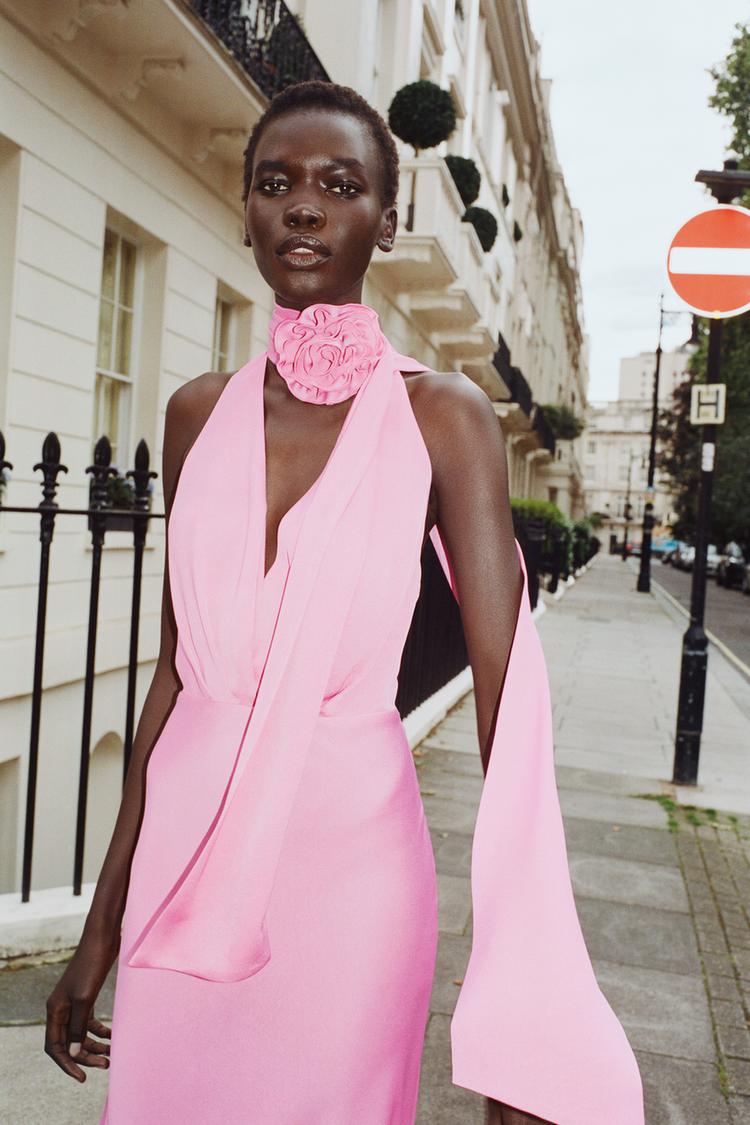 ROBE MIDI SATINÉE À FLEURS