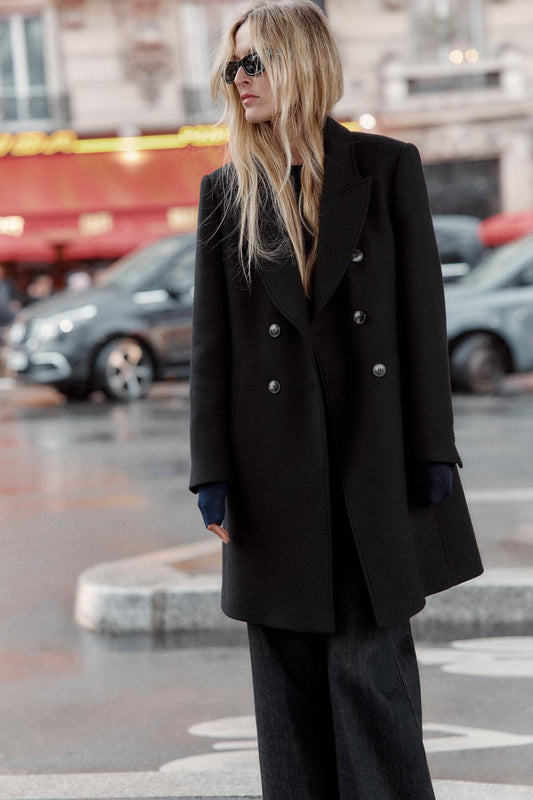 MANTEAU À BOUTONNAGE CROISÉ AVEC ÉPAULETTES