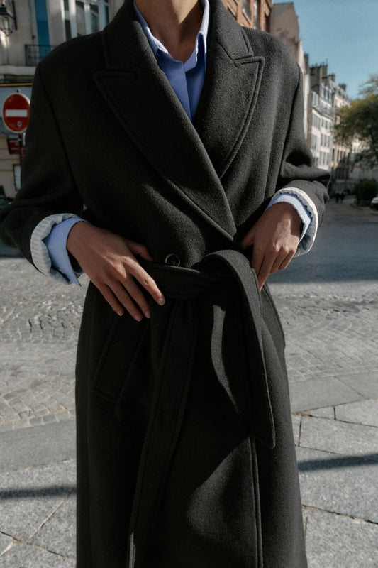 MANTEAU LONG CEINTURÉ AVEC LAINE