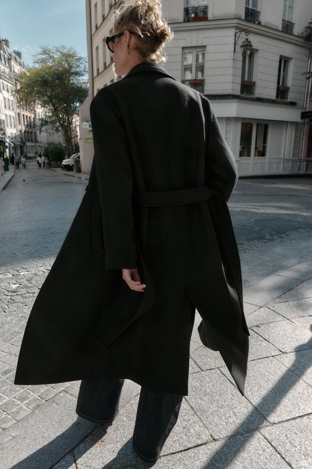 MANTEAU LONG CEINTURÉ AVEC LAINE