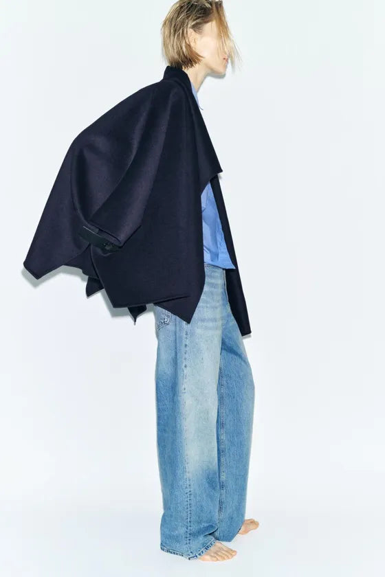 CAPE EN LAINE MÉLANGÉE WITH SCARF