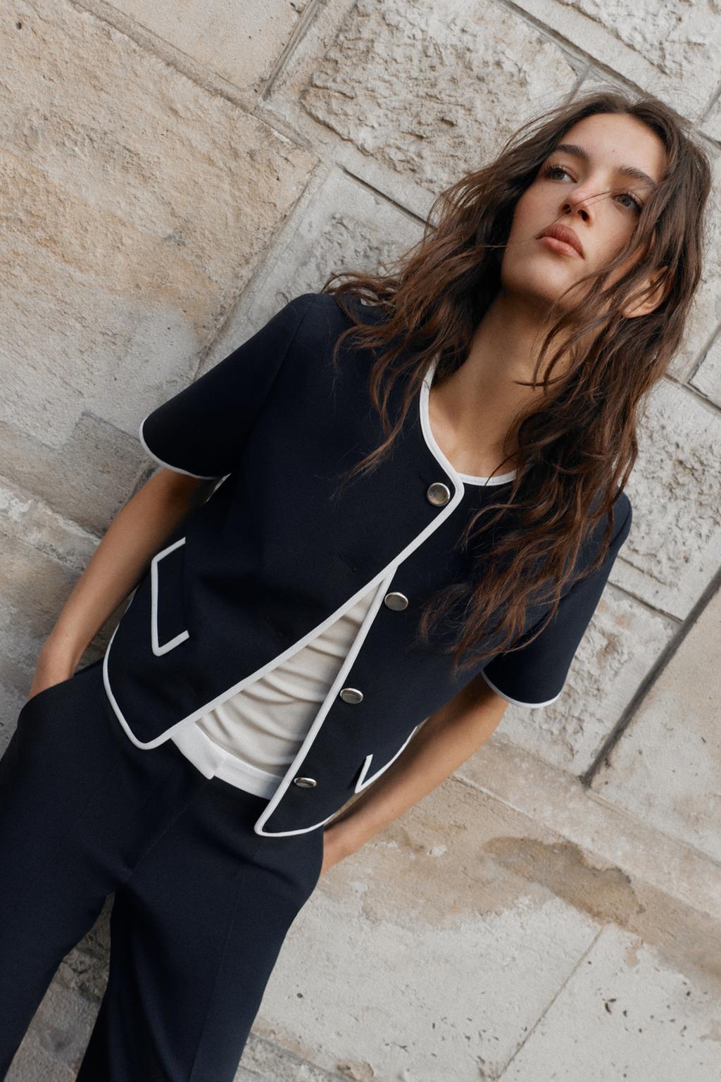 PANTALON DROIT TAILLE CONTRASTÉE