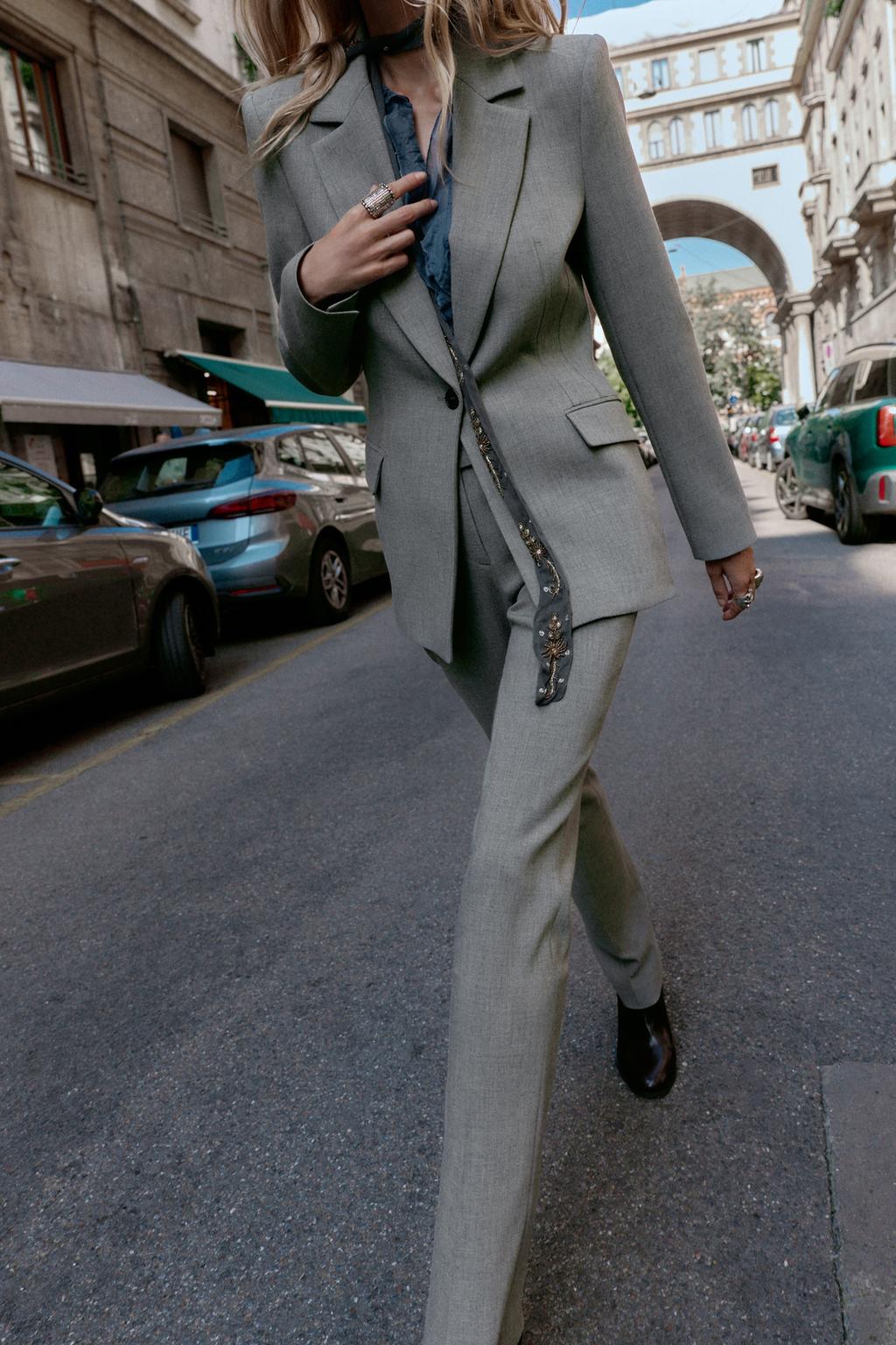 Blazer ajusté gris à un bouton