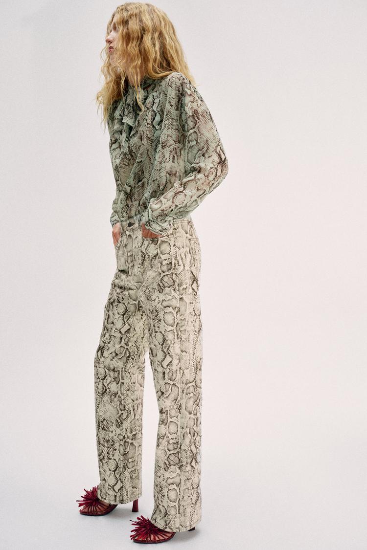 JEAN Z1975 DROIT TAILLE HAUTE LONG IMPRIMÉ ANIMAL