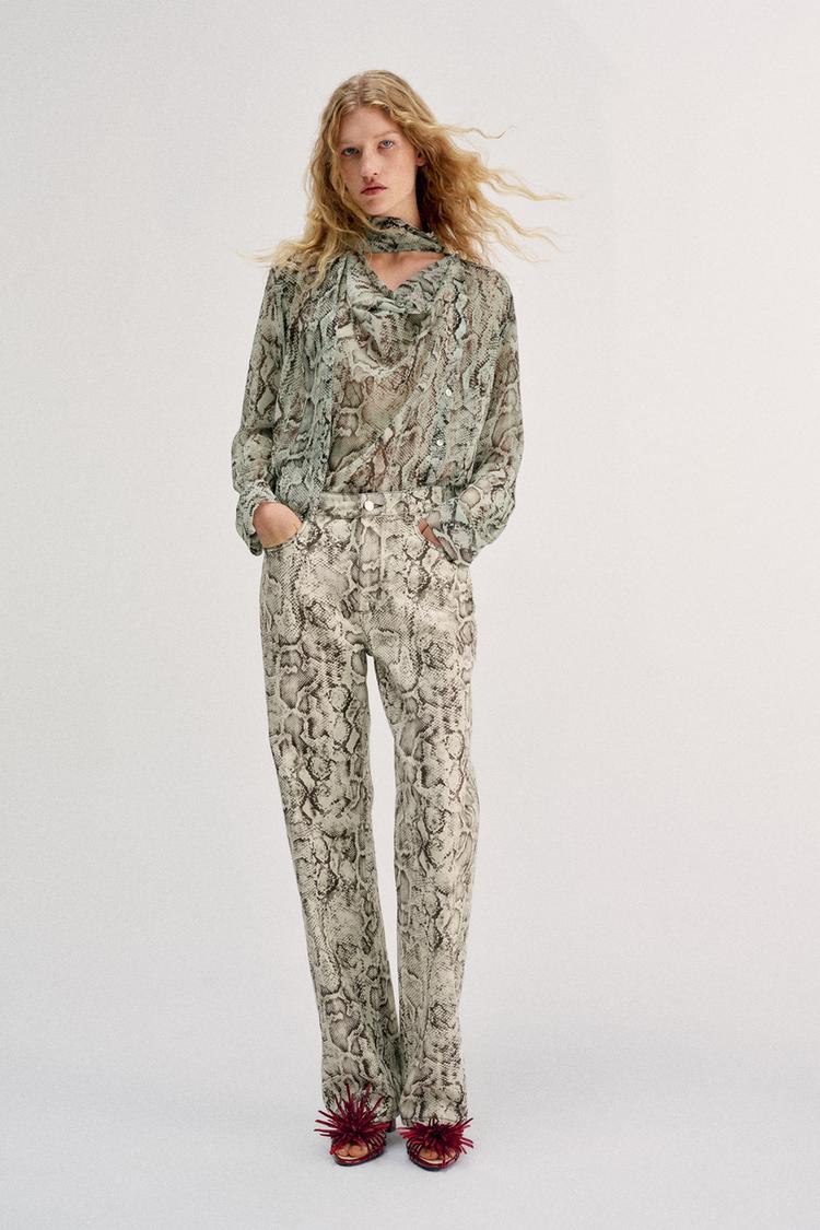 JEAN Z1975 DROIT TAILLE HAUTE LONG IMPRIMÉ ANIMAL