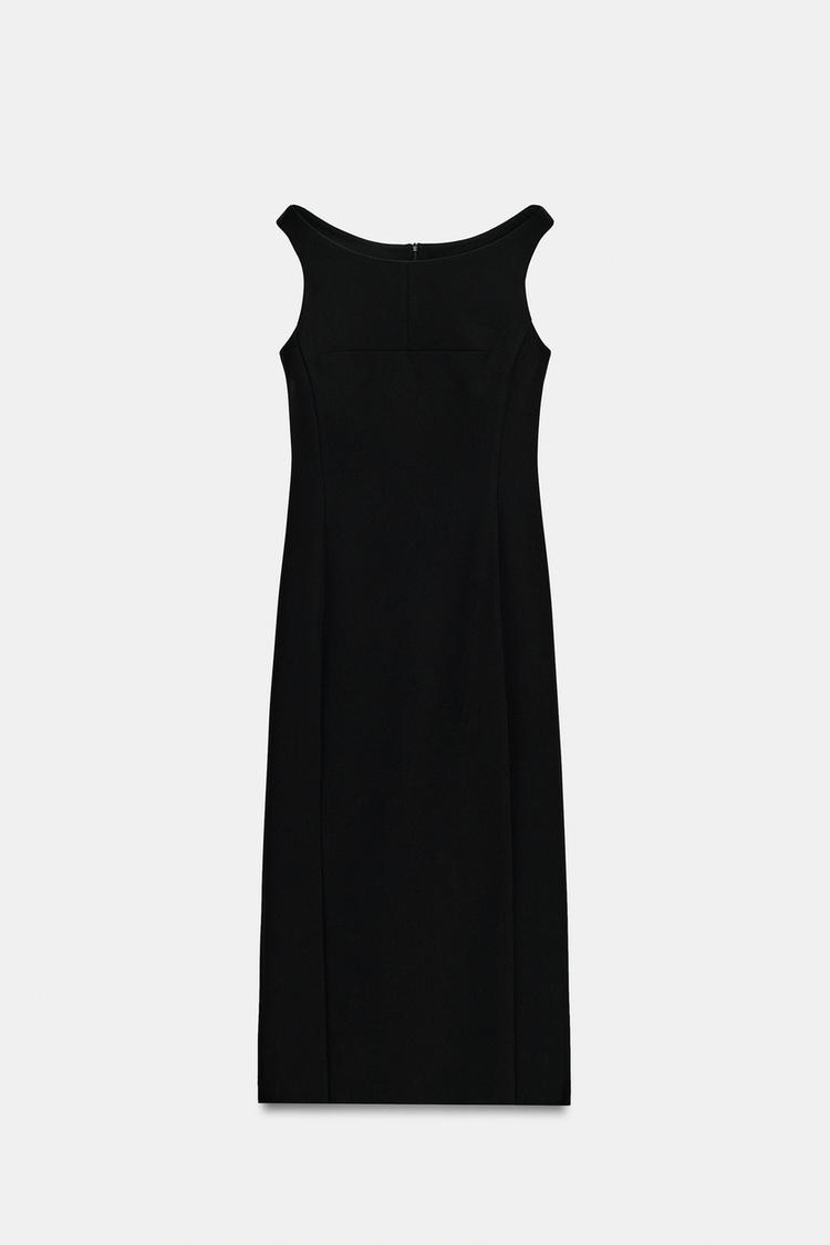 ROBE MI-LONGUE À ENCOLURE BATEAU