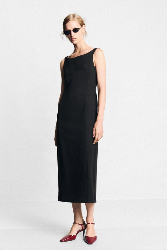 ROBE MI-LONGUE À ENCOLURE BATEAU